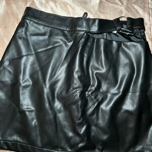 H&M Black Faux Leather Mini Skirt